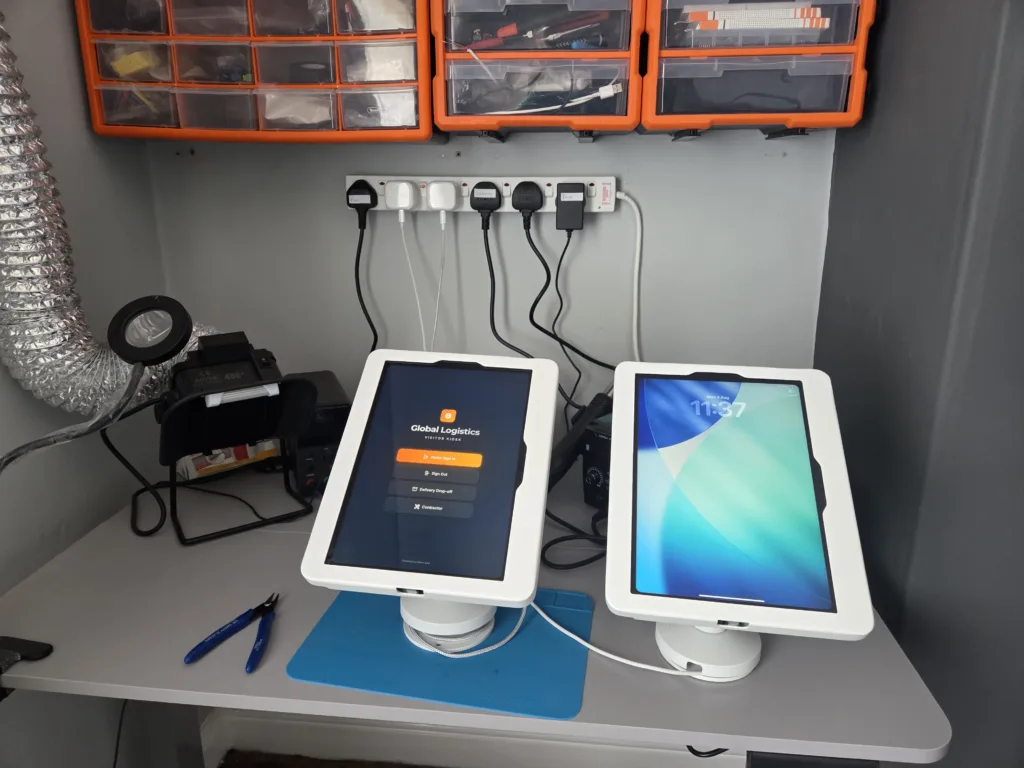 The kiosk being configured and tested in the Noon Elite workshop before delivery