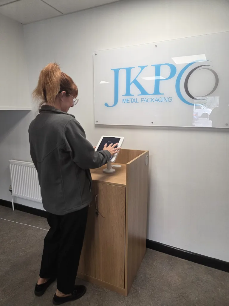 The Noon Elite kiosk in place at the JKP reception desk